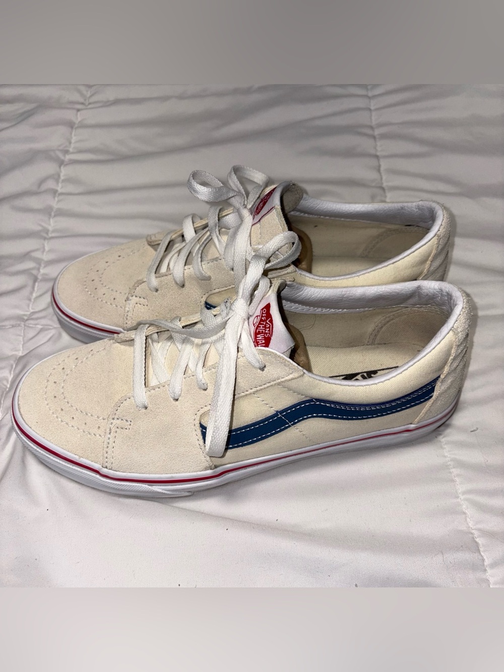 Vans sk8-low Shoes Men’s 10 Suede White Blue Red